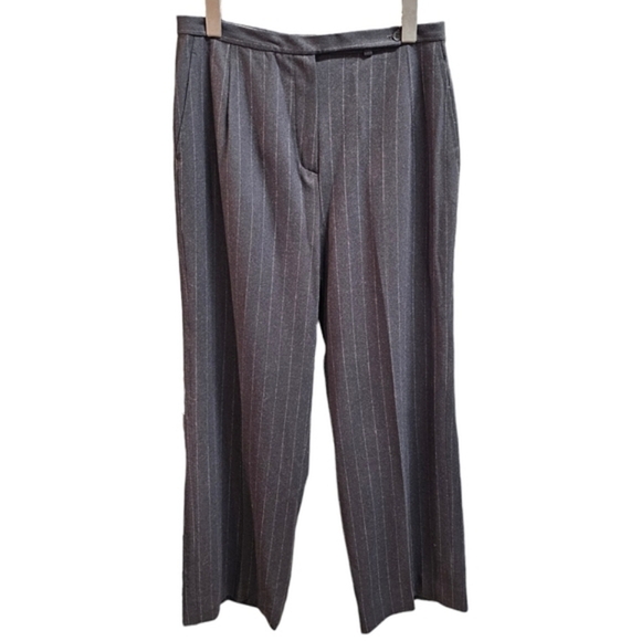 Brooks Brothers Gray Wool Pinstripe Luxury Dress Pants Slacks Size 12 Academia - Picture 1 of 13